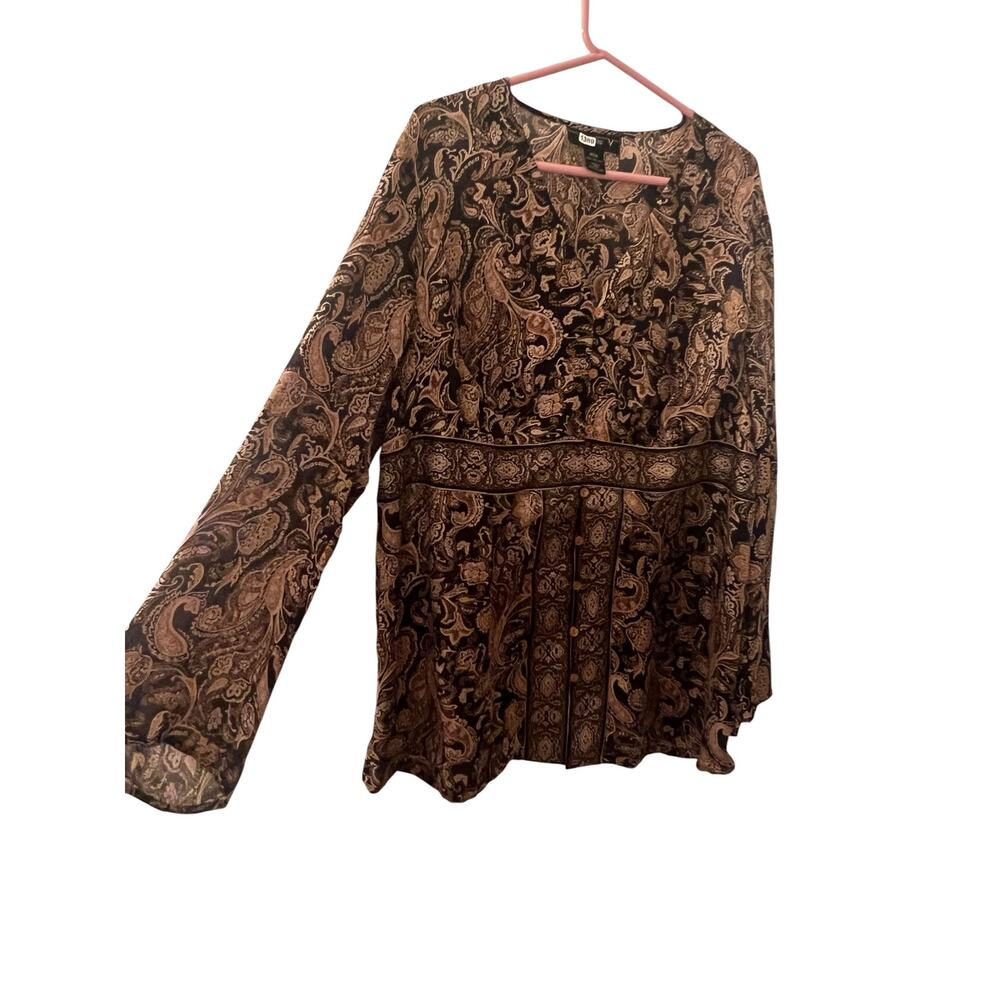 Venezia Women’s 18/20 Plus silk paisley Y2K whimsygoth fairy babydoll top - Picture 2 of 4
